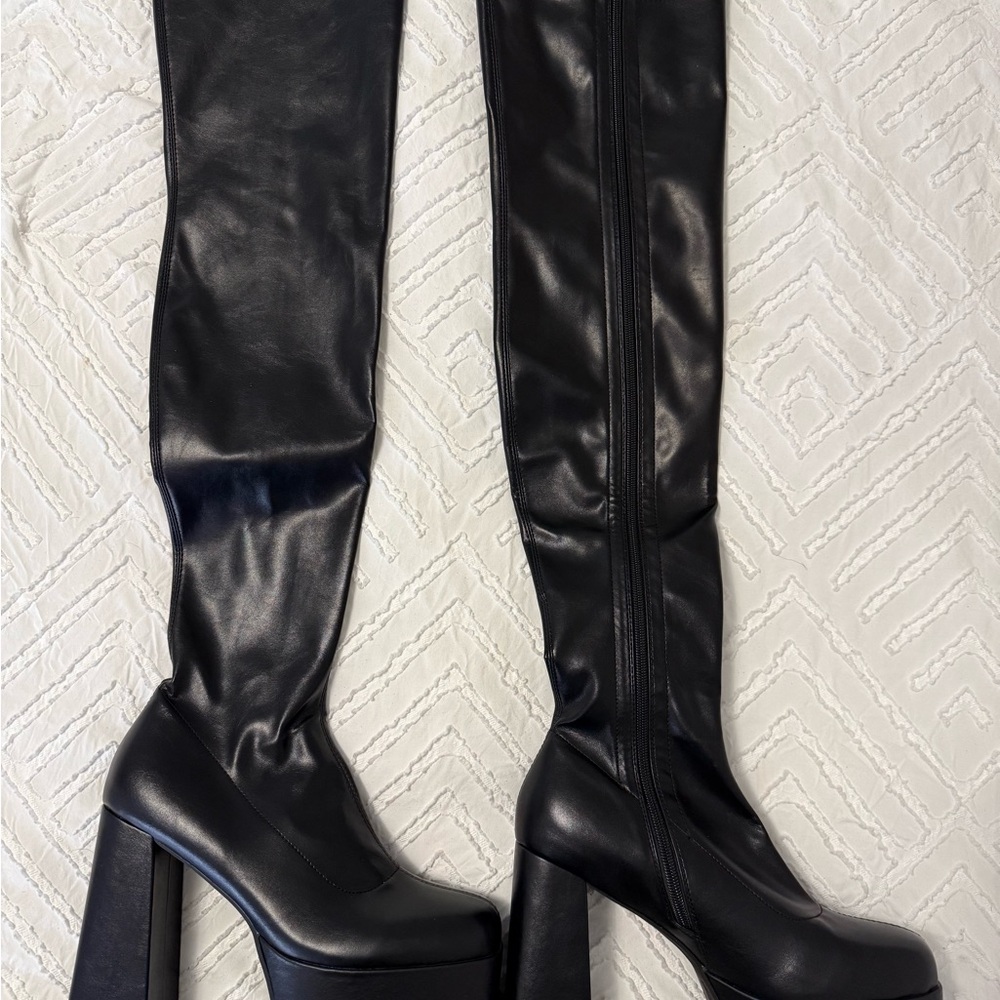 Moda Black Over the Knee Platform Boots